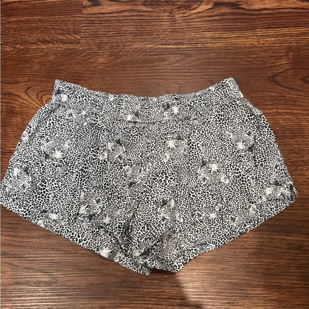 Women's Black and White Leopard Print Shorts